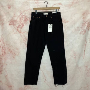 Zara High Waist Ankle Straight Jean Black - 8